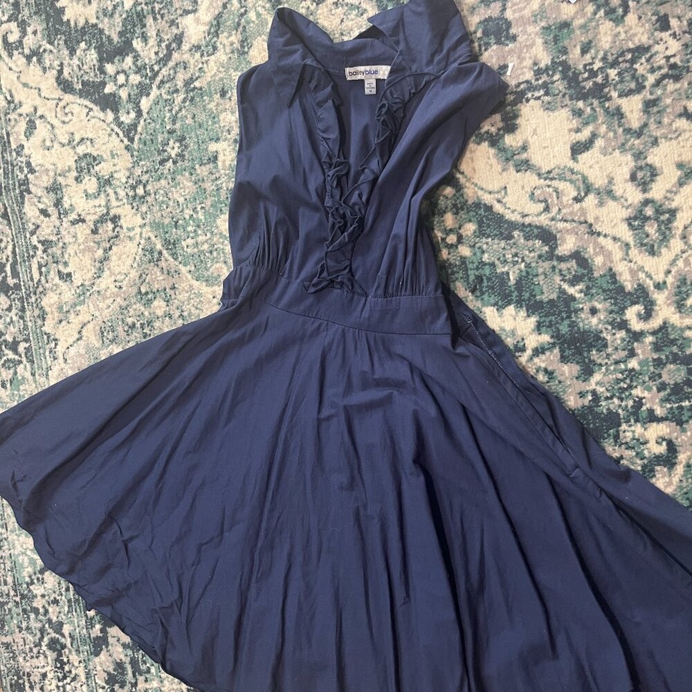Full navy blue skirt dress